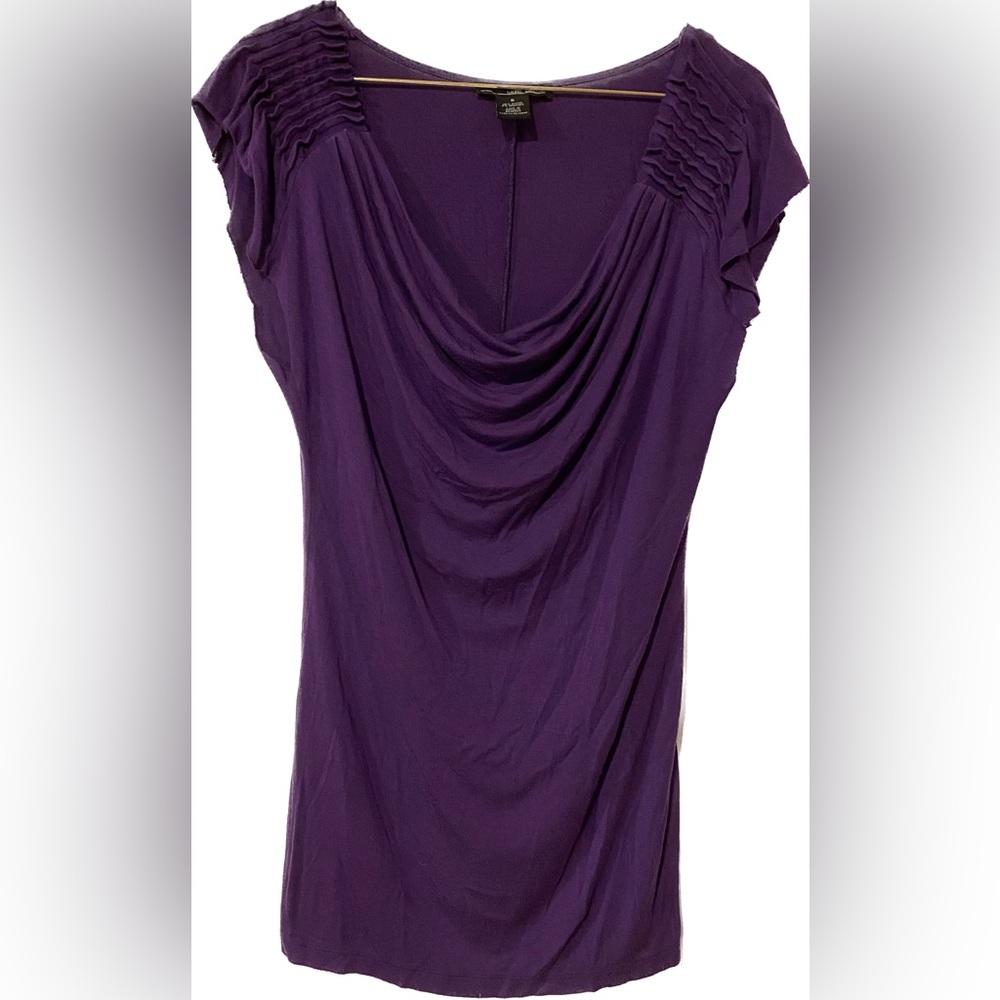 Willi Smith Womens Cowl Neck Ruffle Short Sleeve Shirt Size S